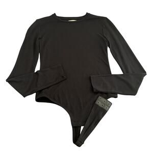 Madewell Black Bodysuit Long Sleeve Adjustable Size S